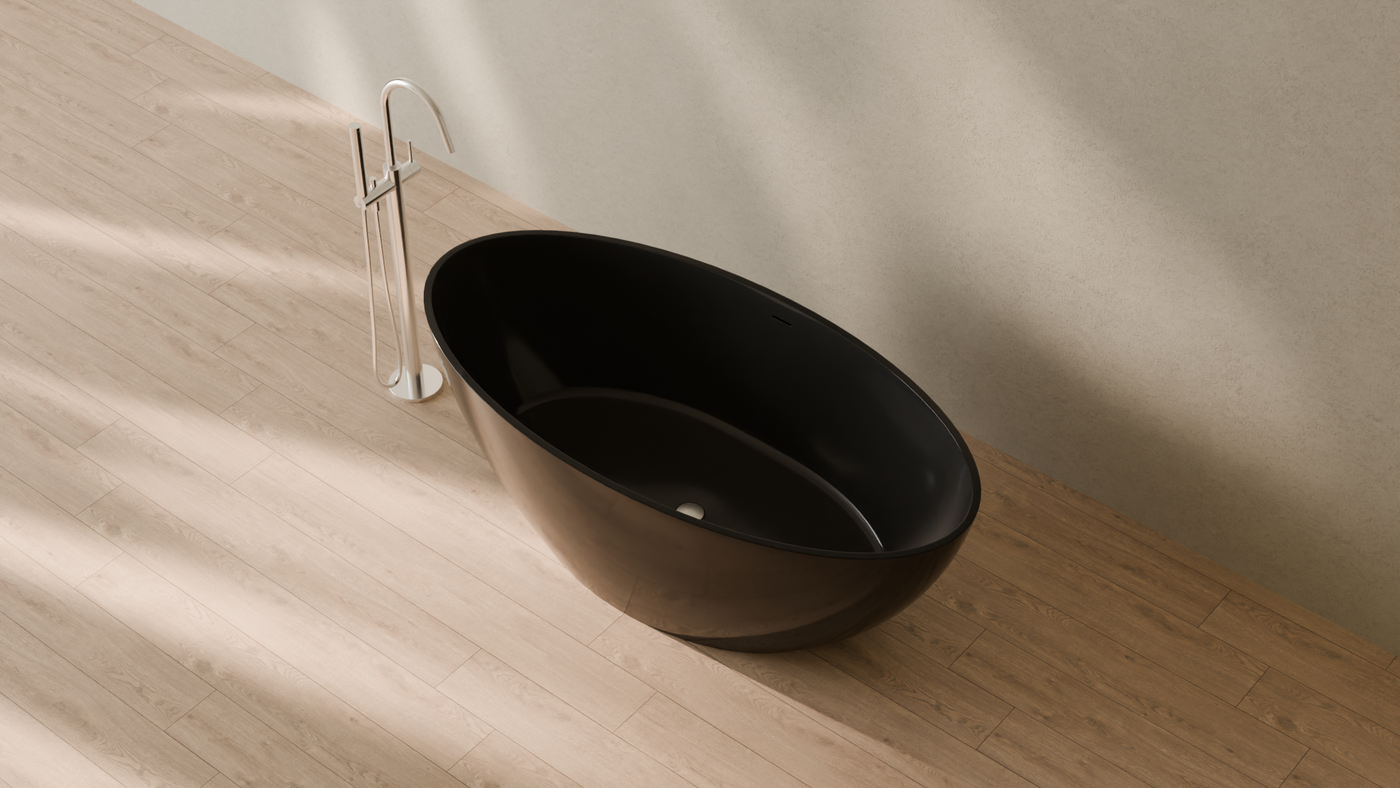 Badeloft render 2026 | BW-05-L | Black | Bathtub_Glossy_Black__Camera_Angle_2.png โ in the bathroom