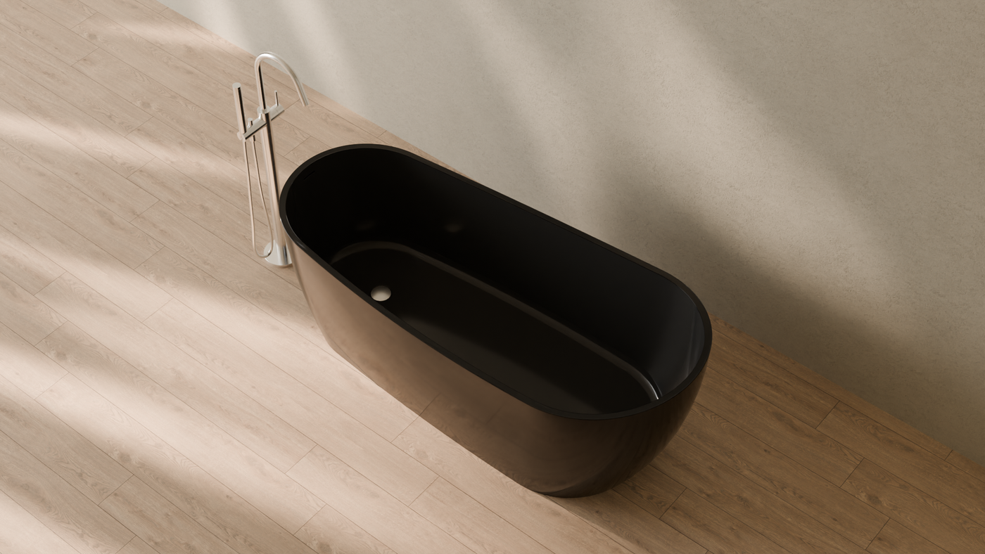 Badeloft render 2026 | BW-09 | Black | Bathtub_Glossy_Black__Camera_Angle_2.png โ in the bathroom