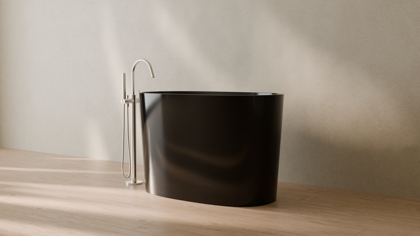 Badeloft render 2026 | BW-08-S | Black | Bathtub_Glossy_Black__Camera_Angle_3.png โ in the bathroom