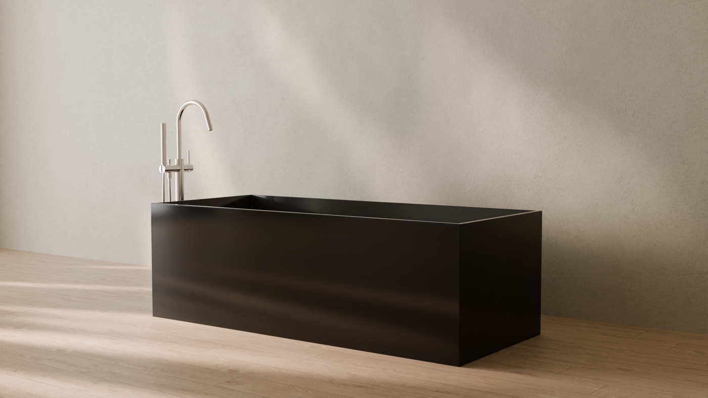 Badeloft render 2026 | BW-06-XL | Black | Bathtub_Glossy_Black__Camera_Angle_3.png โ in the bathroom