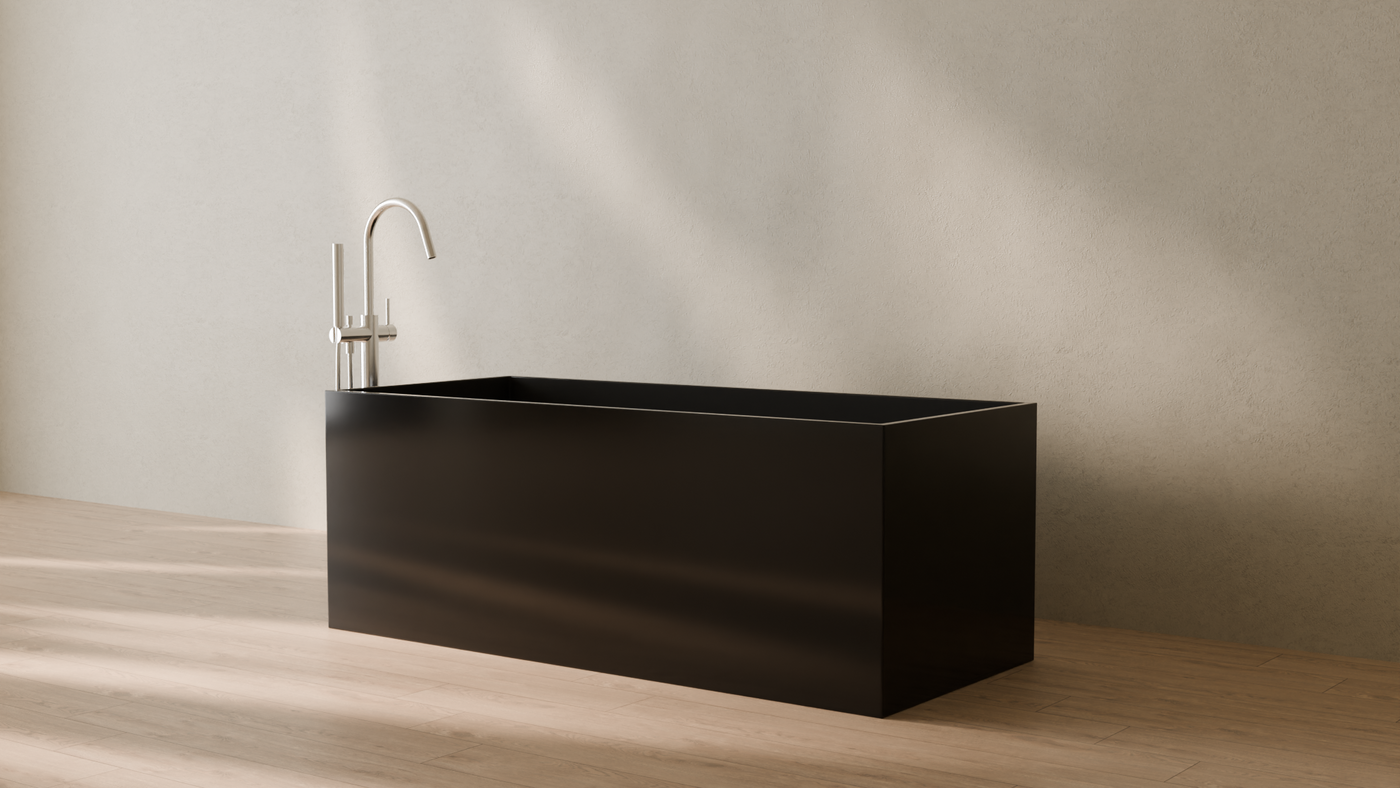 Badeloft render 2026 | BW-06-L | Black | Bathtub_Glossy_Black__Camera_Angle_3.png โ in the bathroom
