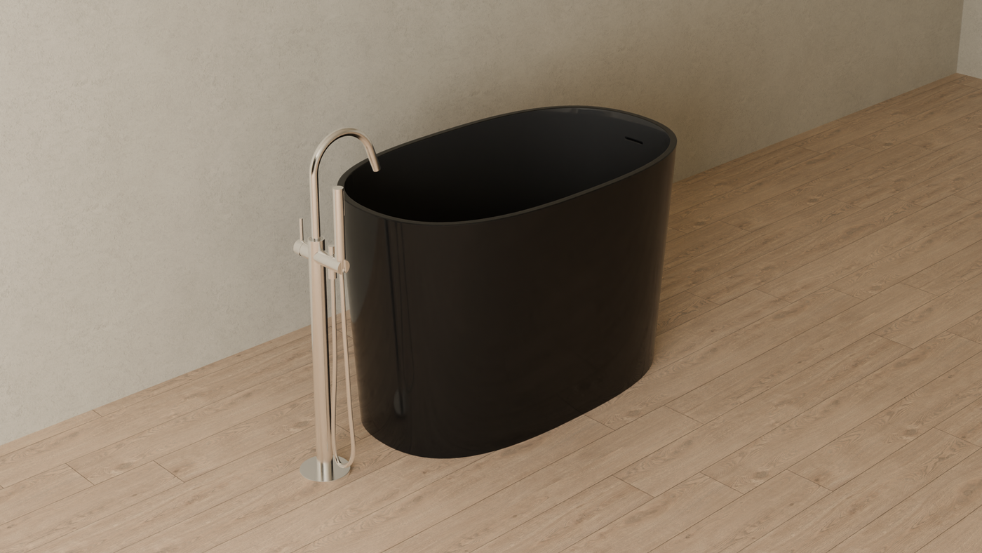 Badeloft render 2026 | BW-08-S | Black | Bathtub_Glossy_Black__Camera_Angle_4.png โ in the bathroom