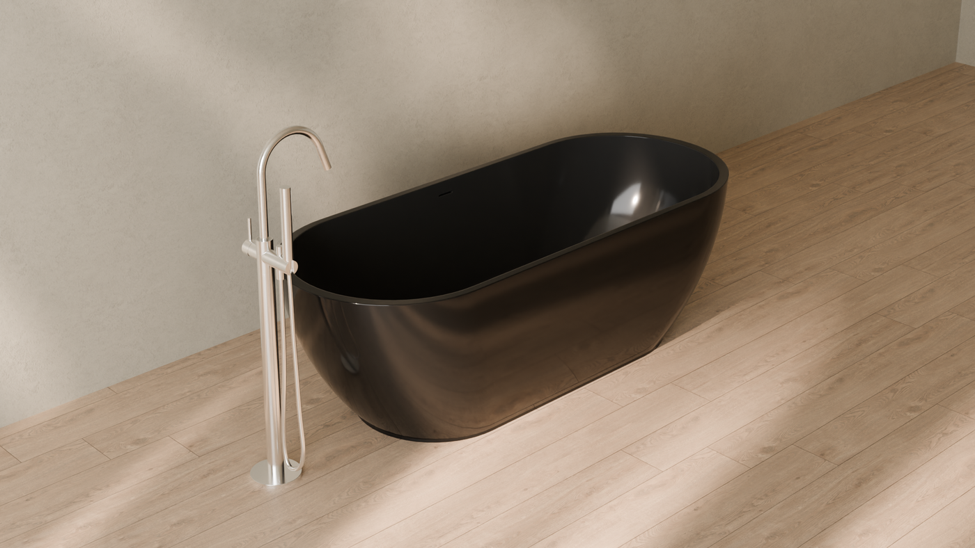 Badeloft render 2026 | BW-02-L | Black | Bathtub_Glossy_Black__Camera_Angle_4.png โ in the bathroom
