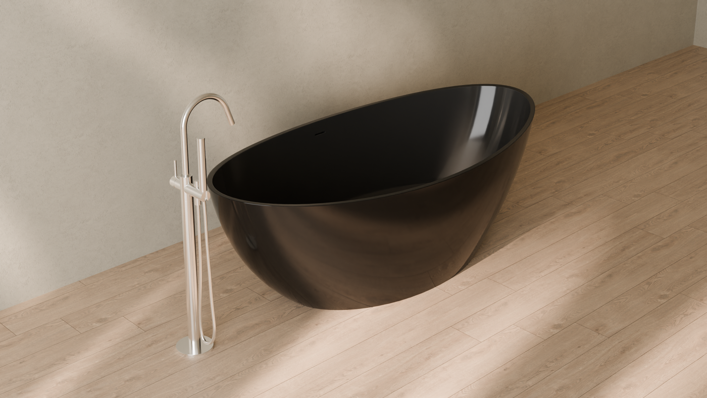 Badeloft render 2026 | BW-03-XL | Black | Bathtub_Glossy_Black__Camera_Angle_4.png โ in the bathroom