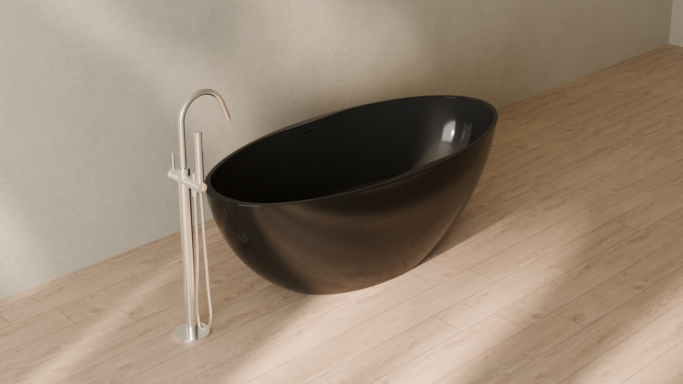 Badeloft render 2026 | BW-04-XL | Black | Bathtub_Glossy_Black__Camera_Angle_4.png โ in the bathroom