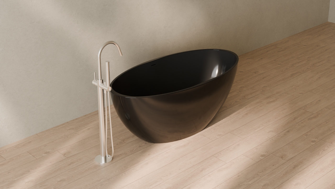 Badeloft render 2026 | BW-04-L | Black | Bathtub_Glossy_Black__Camera_Angle_4.png โ in the bathroom