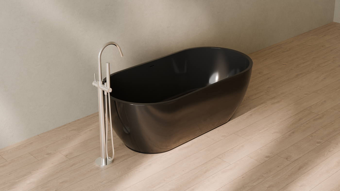 Badeloft render 2026 | BW-02-M | Black | Bathtub_Glossy_Black__Camera_Angle_4.png โ in the bathroom