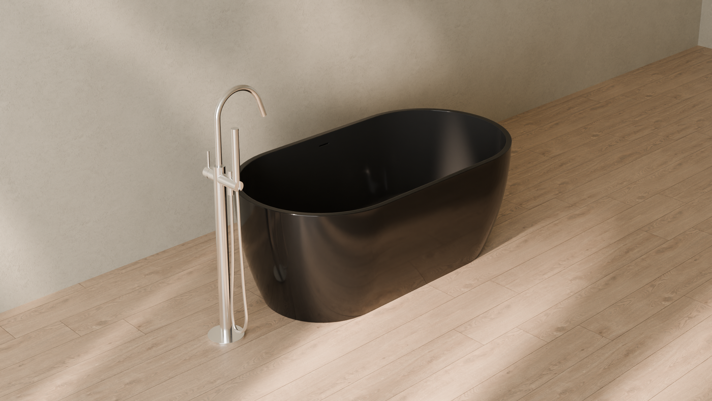 Badeloft render 2026 | BW-02-S | Black | Bathtub_Glossy_Black__Camera_Angle_4.png โ in the bathroom