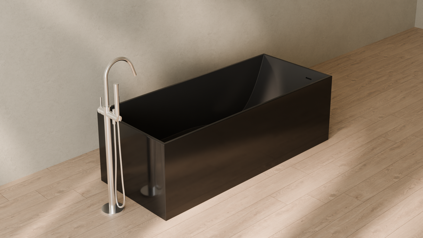 Badeloft render 2026 | BW-06-XL | Black | Bathtub_Glossy_Black__Camera_Angle_4.png โ in the bathroom