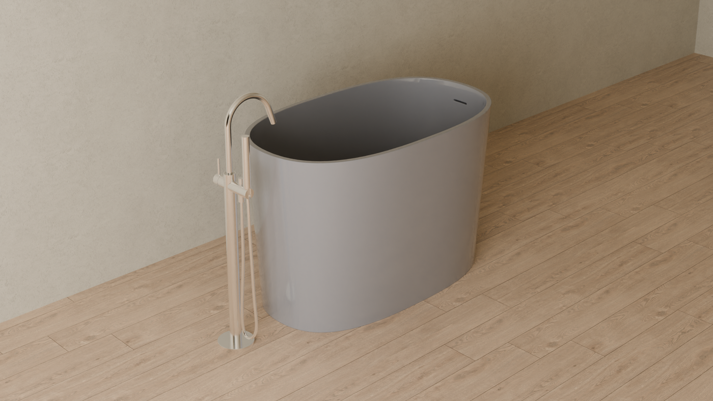Badeloft render 2026 | BW-08-S | Grey | Bathtub_Glossy_Grey__Camera_Angle_4.png โ in the bathroom