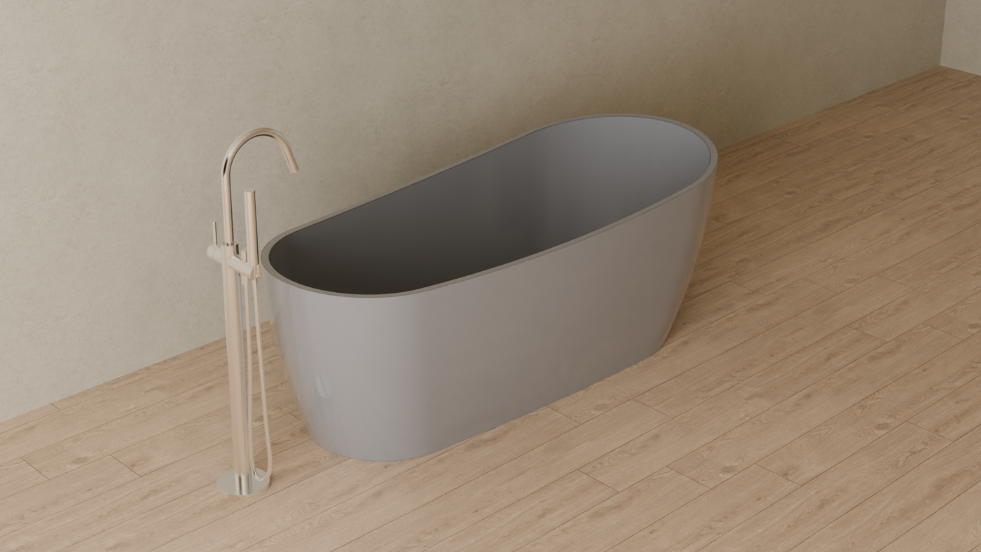 Badeloft render 2026 | BW-09 | Grey | Bathtub_Glossy_Grey__Camera_Angle_4.png โ in the bathroom