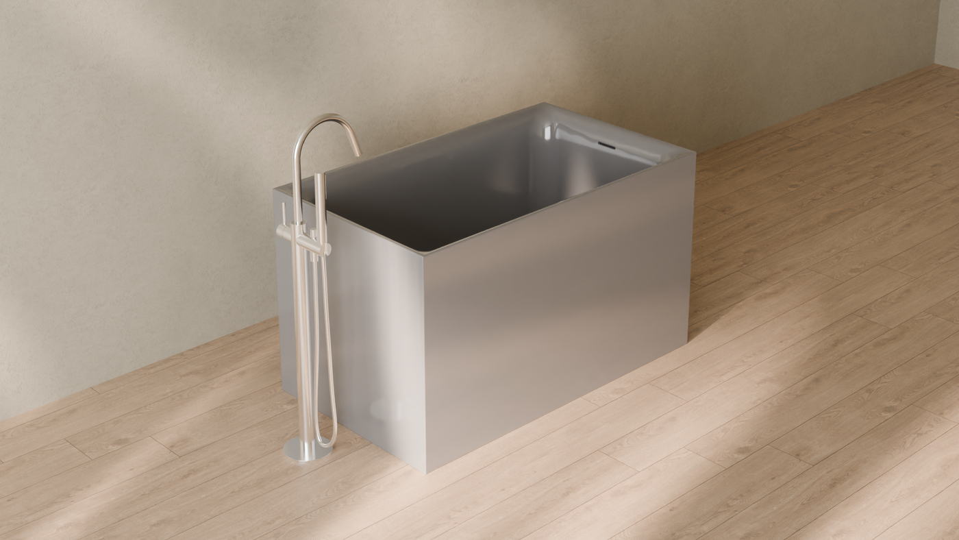 Badeloft render 2026 | BW-06-S | Grey | Bathtub_Glossy_Grey__Camera_Angle_4.png โ in the bathroom