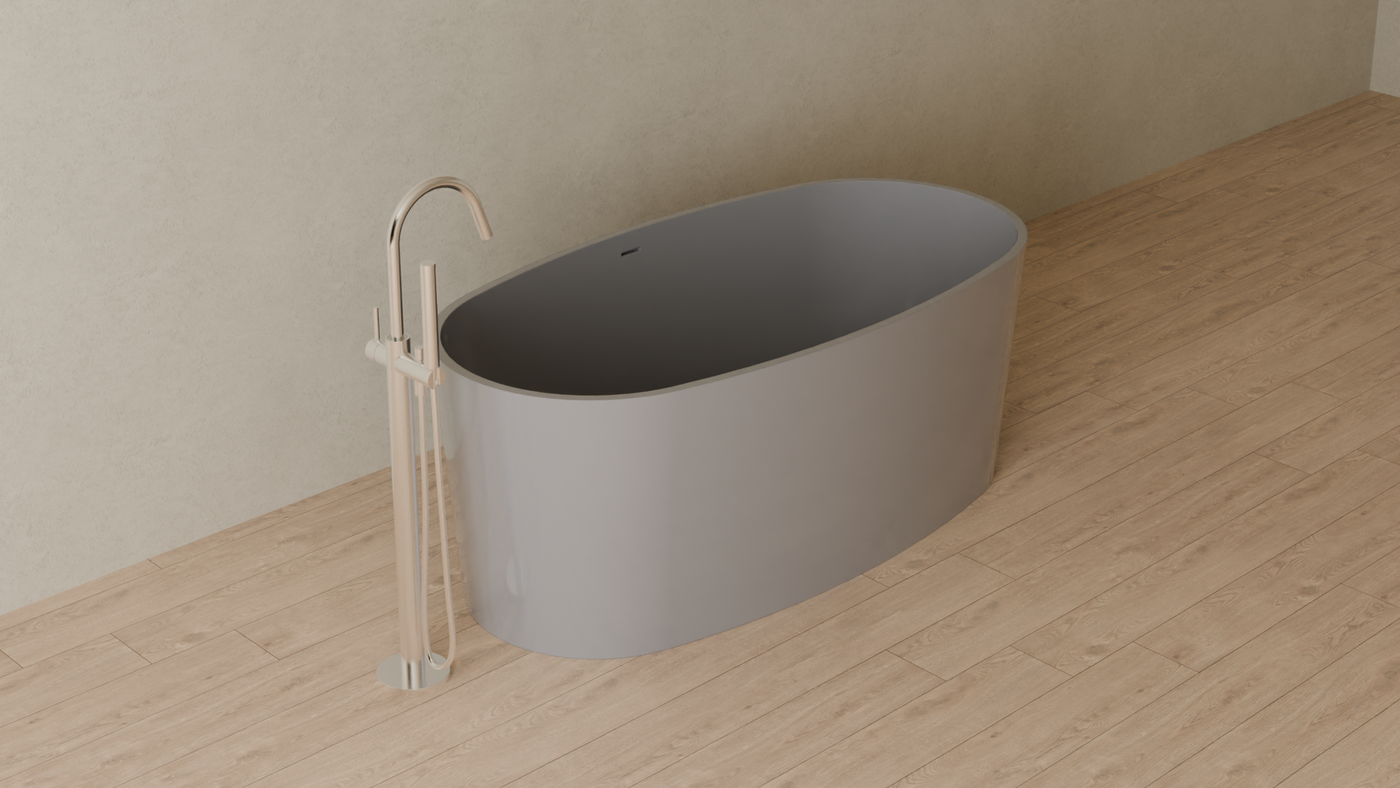 Badeloft render 2026 | BW-08 | Grey | Bathtub_Glossy_Grey__Camera_Angle_4.png โ in the bathroom
