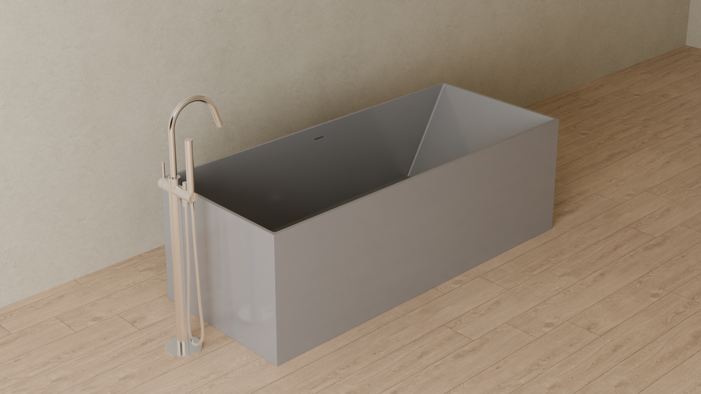 Badeloft render 2026 | BW-07 | Grey | Bathtub_Glossy_Grey__Camera_Angle_4.png โ in the bathroom