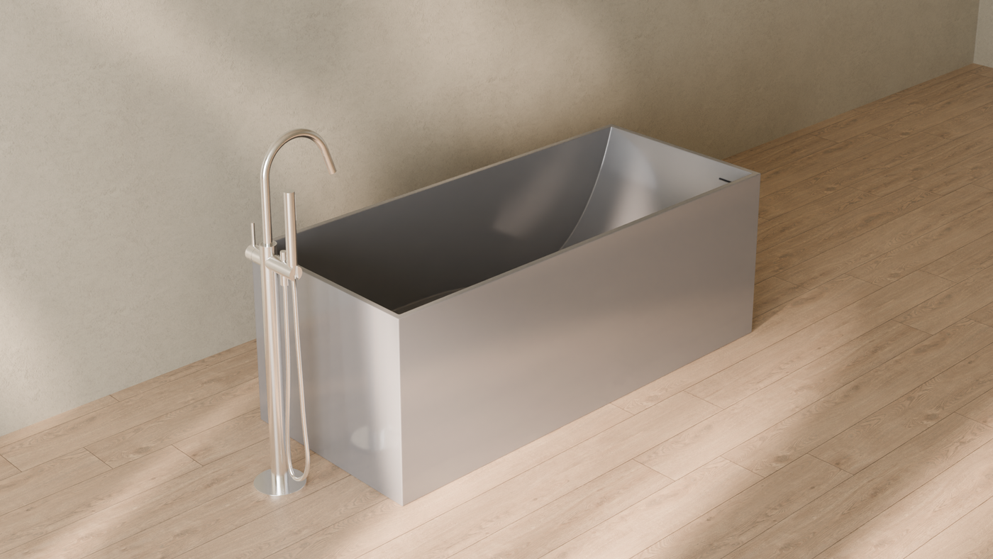 Badeloft render 2026 | BW-06-L | Grey | Bathtub_Glossy_Grey__Camera_Angle_4.png โ in the bathroom