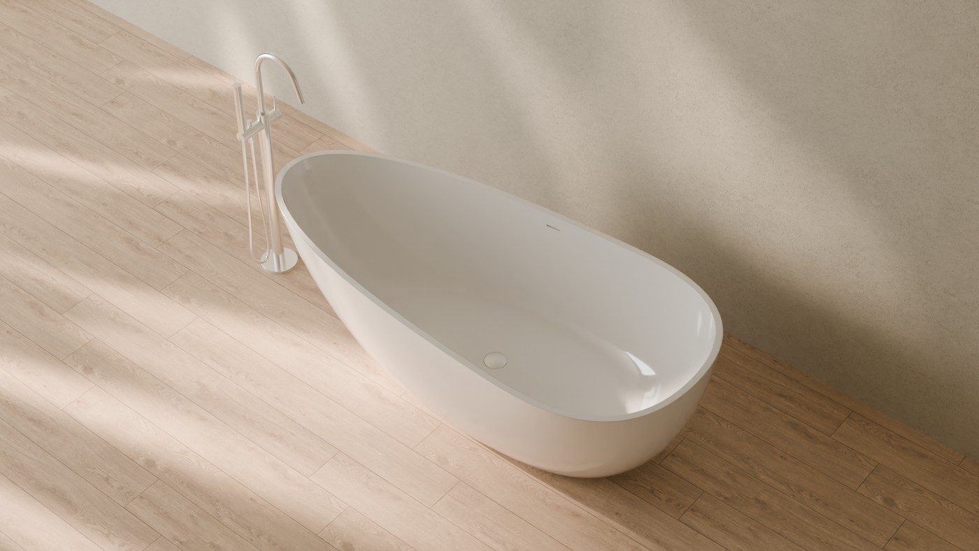 Badeloft render 2026 | BW-01-XL | White | Bathtub_Glossy_White__Camera_Angle_2.png โ in the bathroom