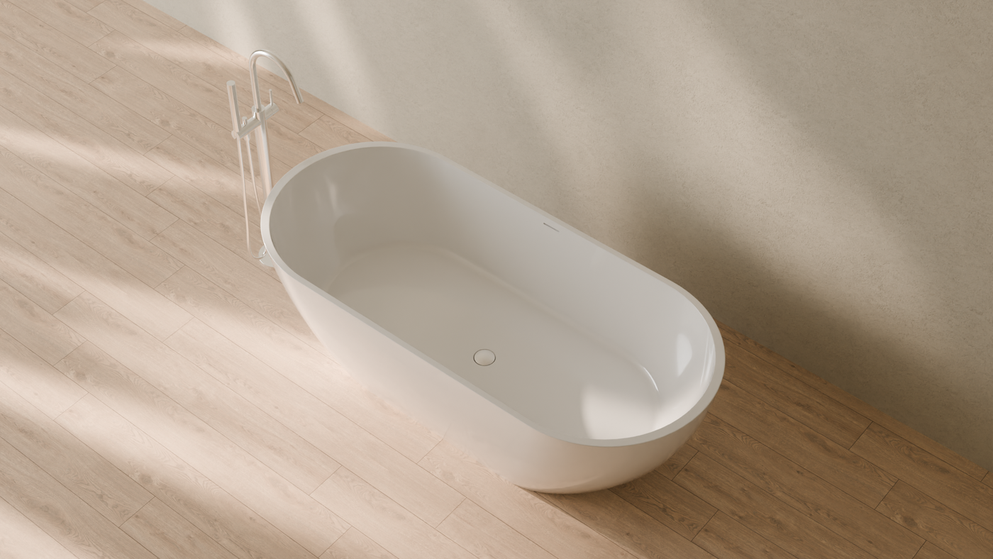 Badeloft render 2026 | BW-02-XL | White | Bathtub_Glossy_White__Camera_Angle_2.png โ in the bathroom