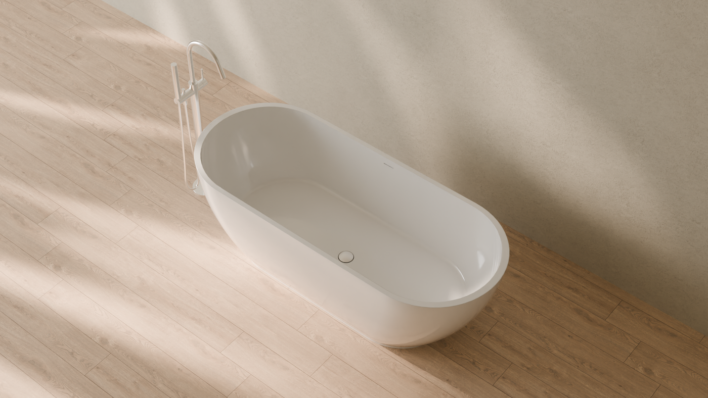 Badeloft render 2026 | BW-02-L | White | Bathtub_Glossy_White__Camera_Angle_2.png โ in the bathroom