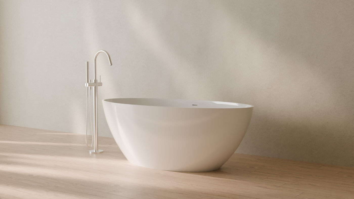 Badeloft render 2026 | BW-05-L | White | Bathtub_Glossy_White__Camera_Angle_3.png โ in the bathroom