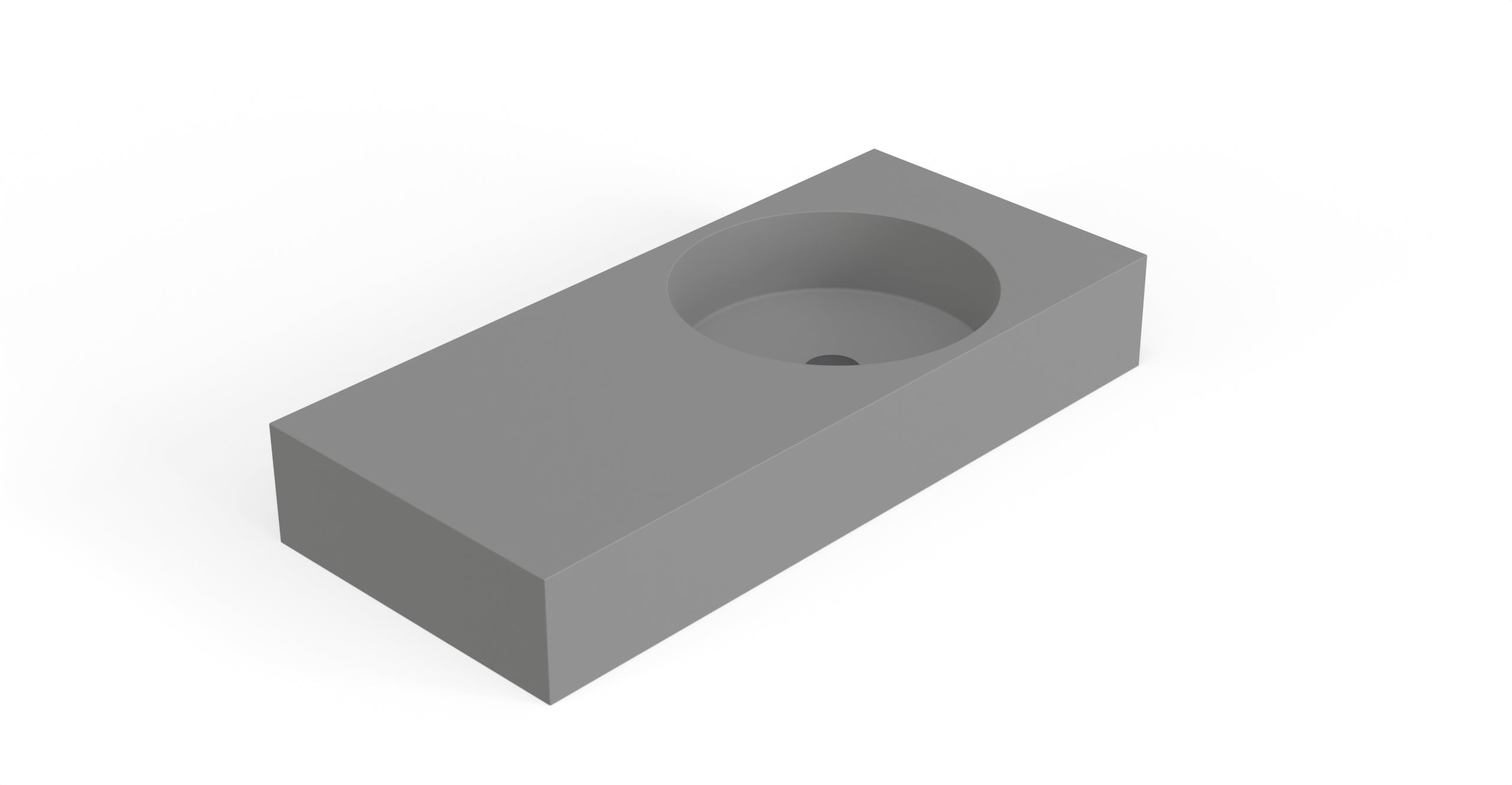 Badeloft WT-02-B matte gray wall-mounted sink, angled product view on white background