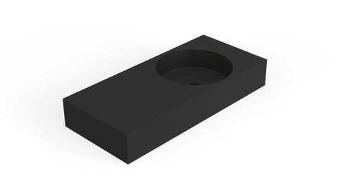 Badeloft WT-02-B matte black wall-mounted sink, angled product view on white background