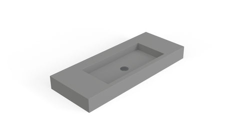 Badeloft WT-03 matte gray wall-mounted sink, angled product view on white background