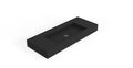 Badeloft WT-03 matte black wall-mounted sink, angled product view on white background