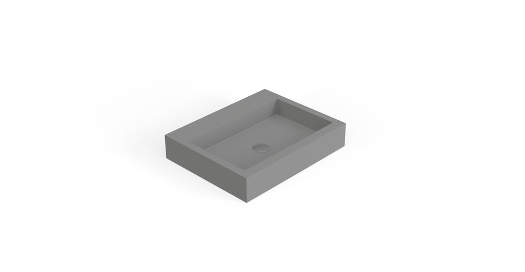 Badeloft WT-06-M matte gray wall-mounted sink, angled product view on white background