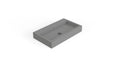 Badeloft WT-06-L matte gray wall-mounted sink, angled product view on white background