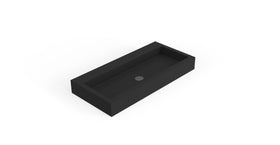 Badeloft WT-06-XL matte black wall-mounted sink, angled product view on white background
