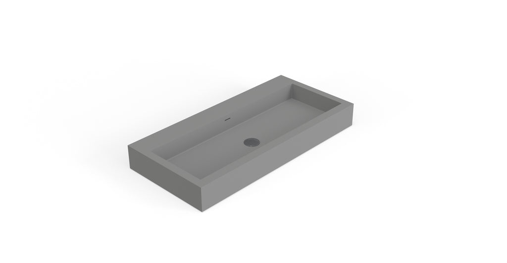 Badeloft WT-06-XL matte gray wall-mounted sink, angled product view on white background