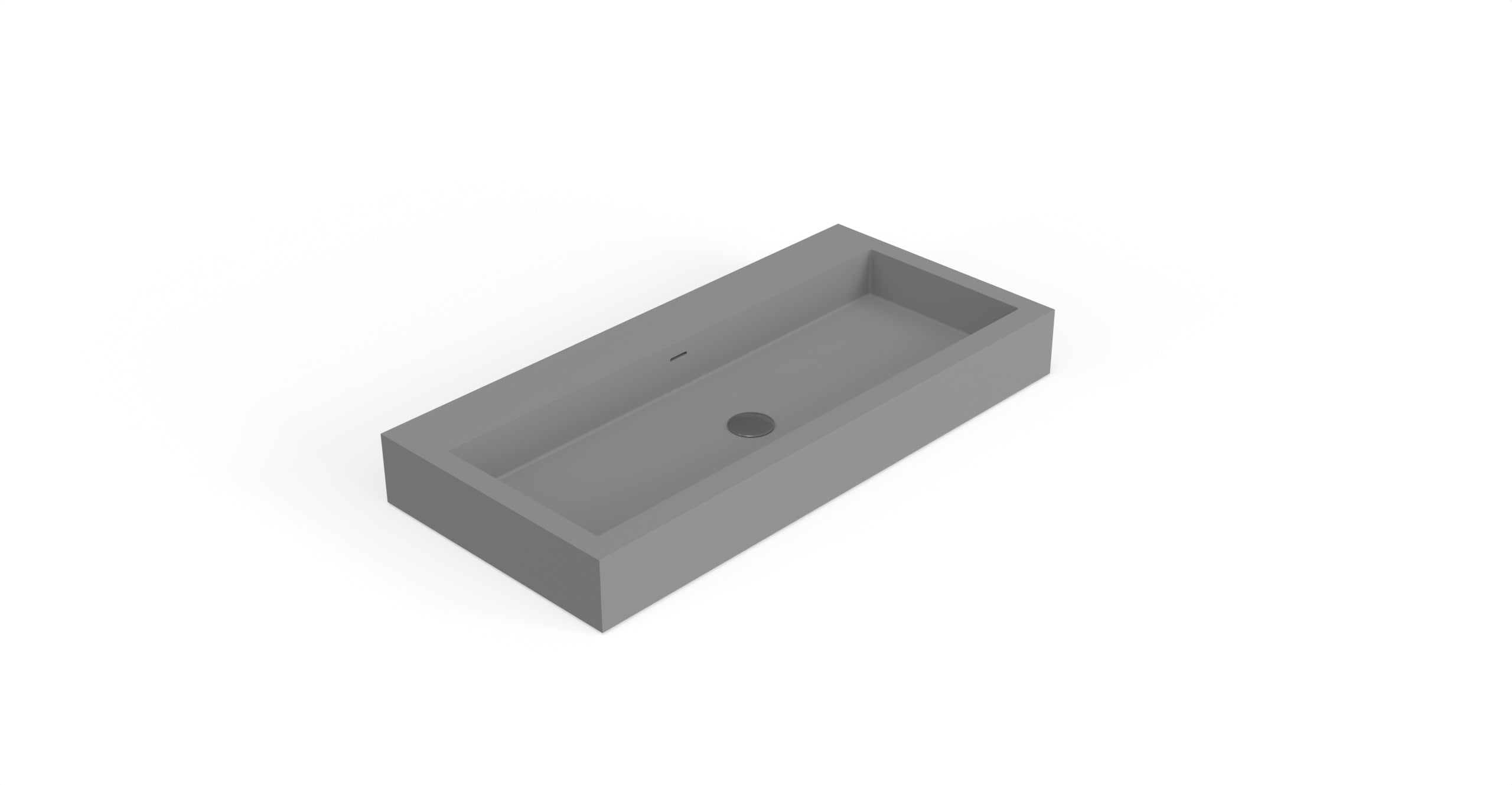 Badeloft WT-06-XL matte gray wall-mounted sink, angled product view on white background