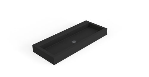 Badeloft WT-06-XXL matte black wall-mounted sink, angled product view on white background