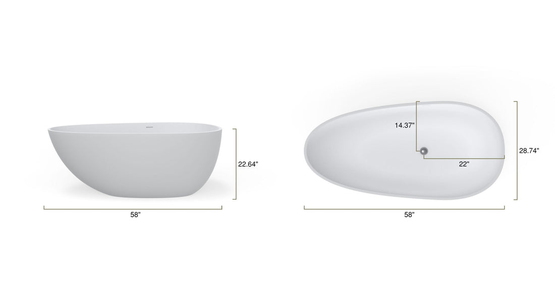 Freestanding Bathtub BW-01-S dimensional drawing