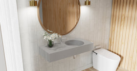 Badeloft WT-02-B matte gray wall-mounted sink, wall-mounted bathroom view 1