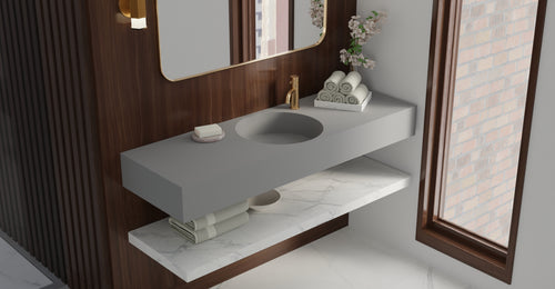 Badeloft WT-02-C matte gray wall-mounted sink, wall-mounted bathroom view 1