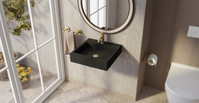Badeloft WT-06-S matte black wall-mounted sink, wall-mounted bathroom view 1