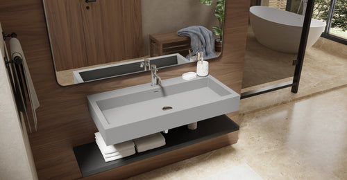 Badeloft WT-06-XL matte gray wall-mounted sink, wall-mounted bathroom view 1