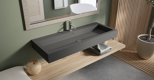 Badeloft WT-06-XXL matte black wall-mounted sink, wall-mounted bathroom view 1