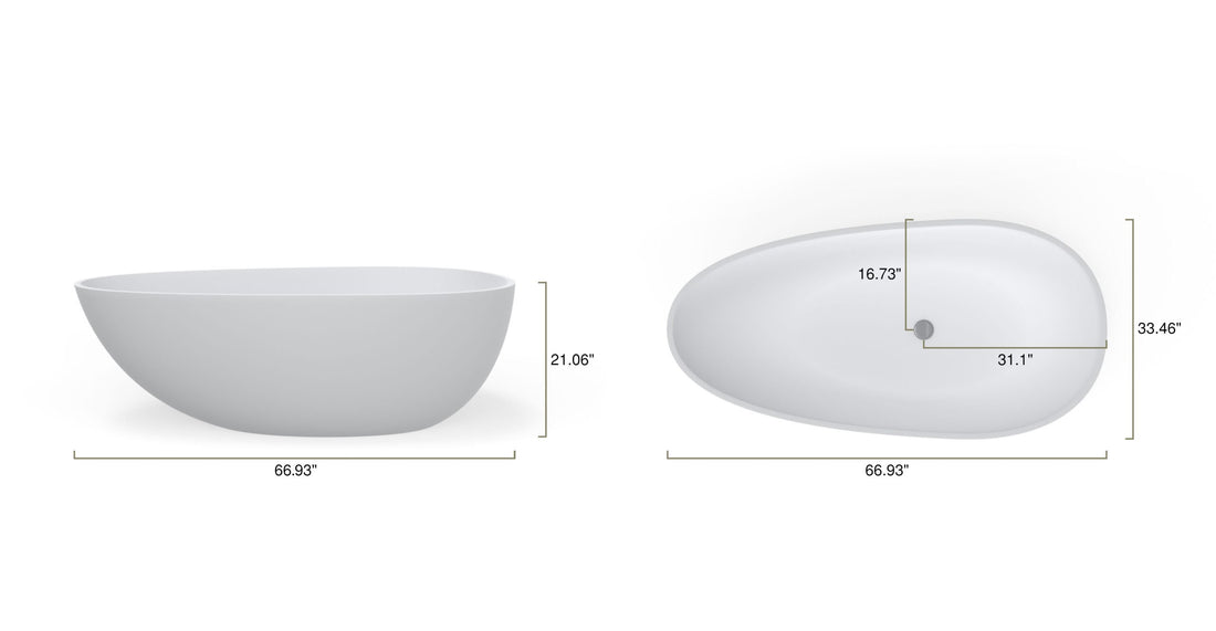 Freestanding Bathtub BW-01-L-GRY dimensional drawing