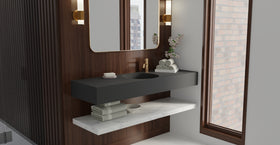 Badeloft WT-02-C matte black wall-mounted sink, wall-mounted bathroom view 2