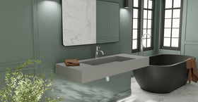 Badeloft WT-03 matte gray wall-mounted sink, wall-mounted bathroom view 2