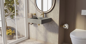 Badeloft WT-06-S matte gray wall-mounted sink, wall-mounted bathroom view 2