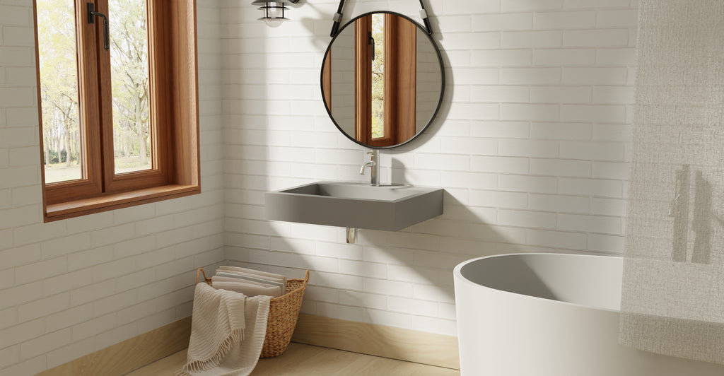 Badeloft WT-06-M matte gray wall-mounted sink, wall-mounted bathroom view 2
