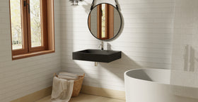 Badeloft WT-06-M matte black wall-mounted sink, wall-mounted bathroom view 2