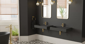 Badeloft WT-06-L matte black wall-mounted sink, wall-mounted bathroom view 2