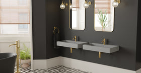 Badeloft WT-06-L matte gray wall-mounted sink, wall-mounted bathroom view 2