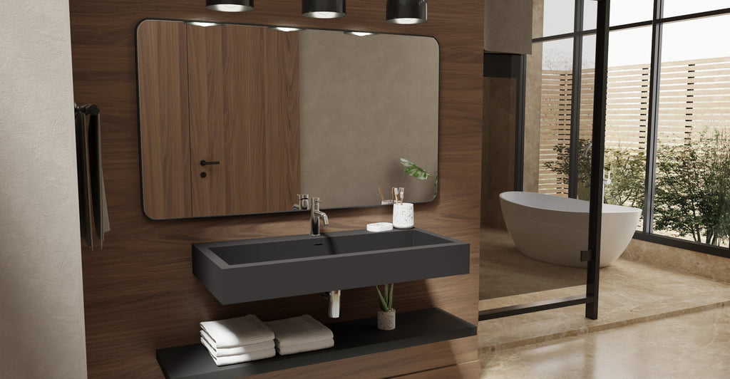 Badeloft WT-06-XL matte black wall-mounted sink, wall-mounted bathroom view 2