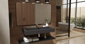 Badeloft WT-06-XL matte black wall-mounted sink, wall-mounted bathroom view 2