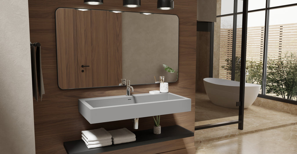 Badeloft WT-06-XL matte gray wall-mounted sink, wall-mounted bathroom view 2